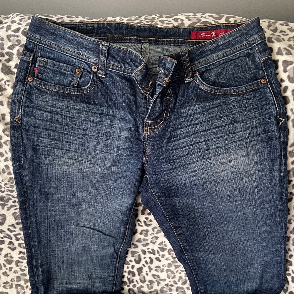 Seven7 Women's Dark Blue Flare Jeans